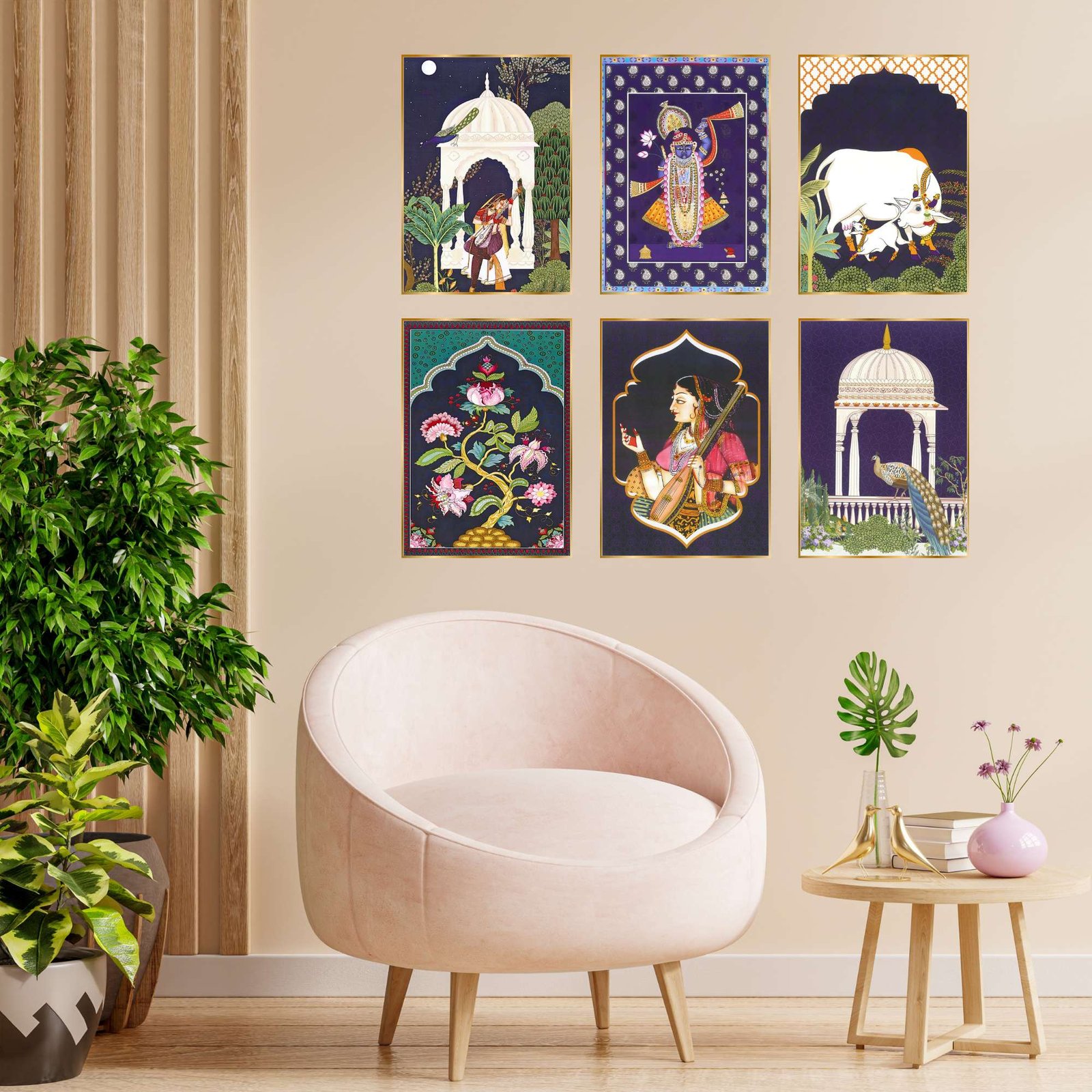 Set of Six Wall Paintings for Wall Dacoration Golden Framed Wall Paintings for Living Room & Bedroom Wall Art for Home Decoration & Office Wall Décor (13x10 inch CH-GD6-3) - Image 3